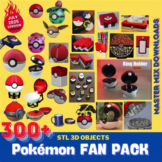 Pokémon STL Bundle | 300  3D Print Files for Sculptures, Cookie Cutters, Party Decor, Keychains & Fan Accessories - Etsy