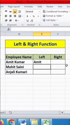 ||Left & Right Function in excel ||