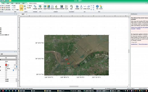 利用surfer画带经纬度坐标的工程位置图