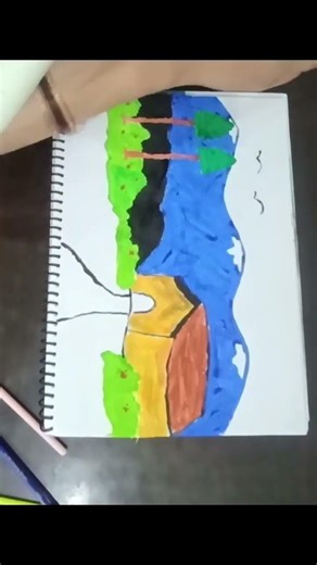 simple prakritik drishya painting