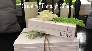 Dollar Tree stacked books tutorial. Simple and easy way to recycle old books! These look so cute stacked on a shelf or an end table. | Creating Through Chaos
