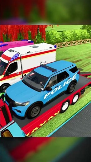TRANSPORTING AND PARKING POLICE CARS, AUDI, JEEP, DACIA, FORD, COLORFUL VEHICLES ON MAN TRUCKS. FS22