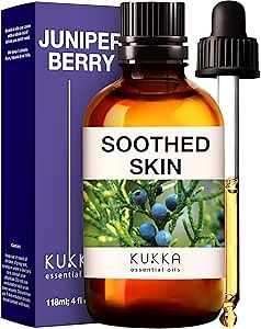Kukka Juniper Berry Essential Oils for Diffuser for Home - 100% Natural Juniper Essential Oil for Skin - Juniper Berry Essential Oil for Aromatherapy, Candles, Spray & Soaps (4 fl oz)