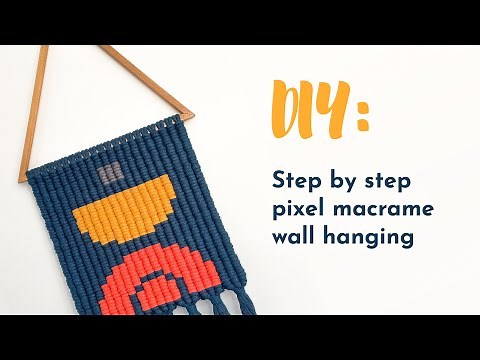 DIY: pixel macrame wall hanging | macrame for beginners step by step | macrame pixel art | makramee