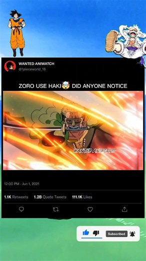 Zoro Haki 🤯 #onepiece #luffynikanikanomi #animeshorts #anime #luffy #goku #luffyedit #zoro #shorts