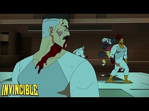 Allen, Nolan and Battle Beast fight the Alien guards and Viltrumite Executioners - Invincible