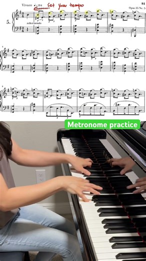 Chopin Etude Op.25-5 : ‘Wrong note’ Correct beat practice- with metronome #chopinetude #pianotips