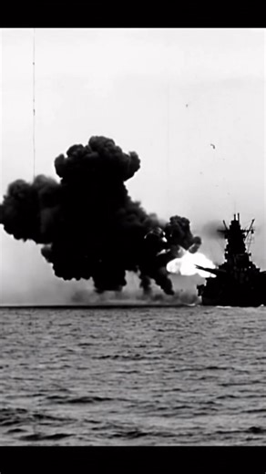 Yamato class battleship Musashi of the Imperial Japanese Navy firing her main guns during sea trials, July 26, 1942 off the Iyonada Strait near Ōita. #ww2 #military #navy | I love Warships