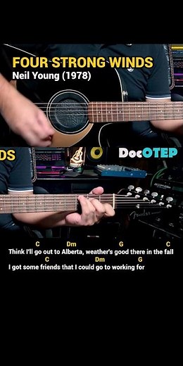 Four Strong Winds - Neil Young (1978) Easy Guitar Chords Tutorial with Lyrics Part 1 SHORTS