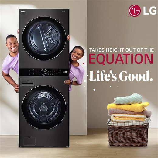 The LG Washtower has a convenient central control panel for both the washer and the dryer, meaning even short kings and queens can operate this magnificent appliance. Click here to learn more:https://www.lg.com/eastafrica/front-loader-washer-dryer #LGWashTower #LGonebodydesign #LGEastAfrica #OpentheLGTower #LifesGood | LG Global