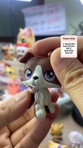 2 PC Miniature Bobble Head Cat and Dog Figurine Toy Compatible with LPS Collection Adorable Pet Figures Collectible Soft Animal