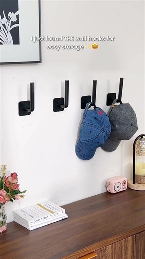 Easy no-drill hooks that hold hats, bags, and accessories without taking up shelf space. 🔍 Find it at https://temu.to/m/pvld50nli9o or with this code ffz5795. #temu #homestorage | Shoptemu
