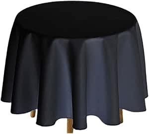 Urby 72 inches Black Round Tablecloth for 2-3ft Round Cocktail or Coffee Table, Round Tablecloth for Table with 4 Chairs. Ideal for Party, Wedding, Banquet and Events.
