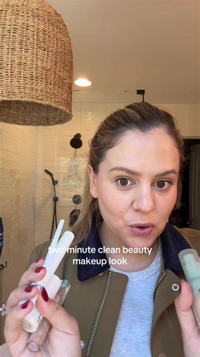 Literally takes 2 minutes and I’m out the door looking presentable - clean beauty pregnancy safe makeup and skincare!! Great deals to be found on @The Detox Market and @Versed Skin - this skin tint SPF is amazing and only $15 right now! #cleanbeauty #makeupreview #tintedmoisturizer #versedskincare