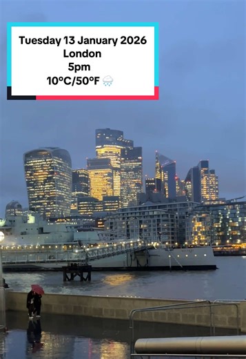 🌧️ Today – Tuesday 13 January Rain pretty much all day 🌧️ On the milder side for January, but very damp and grey. ☀️ Tomorrow – Wednesday 14 January Sunny start ☀️ then turning cloudy through the afternoon ☁️ Slight drop in temperature, so it’ll feel colder than today, especially in the morning. Dry, but crisp. 👕 Outfit Suggestions Warm jumper 🧶 coat 🧥 scarf 🧣 and trainers or boots 👟 - no waterproof needed. #londonweather #ukweather #wintervibes #cloud #fyp
