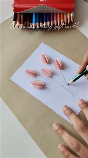 Day 2/7 of simple things to do! let's make a tulip card #shorts #youtube #diy