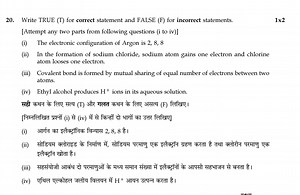 Write TRUE (T) for correct statement and FALSE (F) for incorrec... | Filo