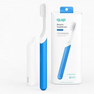 Quip Adult Electric Toothbrush Full Head, Built-in Timer + Travel Case, Blue Plastic - Walmart.com