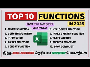 𝐓𝐨𝐩 𝟏𝟎 𝐌𝐨𝐬𝐭 𝐈𝐦𝐩𝐨𝐫𝐭𝐚𝐧𝐭 𝐄𝐱𝐜𝐞𝐥 𝐅𝐮𝐧𝐜𝐭𝐢𝐨𝐧𝐬 𝐢𝐧 𝐓𝐚𝐦𝐢𝐥 | 𝐀𝐝𝐯𝐚𝐧𝐜𝐞𝐝 & 𝐌𝐨𝐬𝐭 𝐔𝐬𝐞𝐝 𝐅𝐨𝐫𝐦𝐮𝐥𝐚𝐬 #Excel #dataanalysis