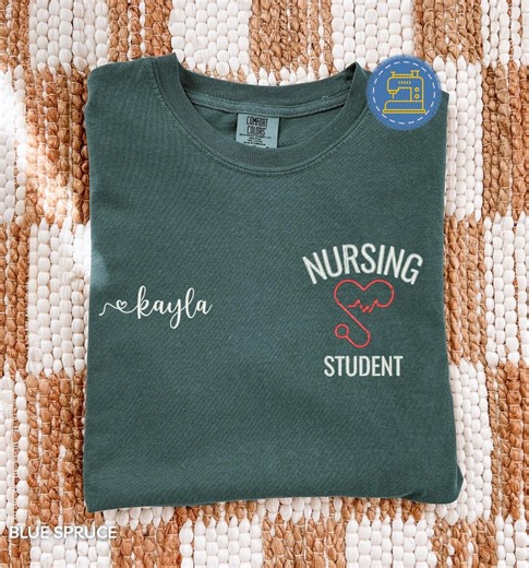 Nursing Student Embroidered Shirt, Customized Nurse Shirt, Nursing School Gift Crewneck, I191 - Etsy