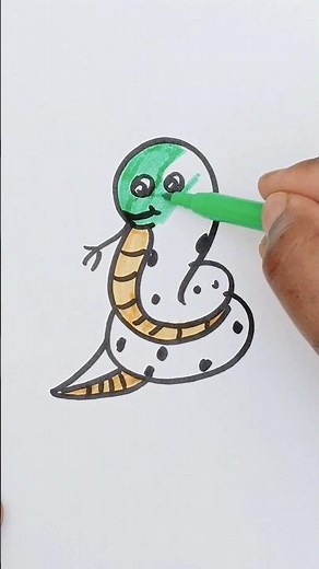 How to draw easy snake 🐍🐍 drawing 💚 #like #share #art #eidmubarak
