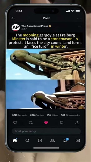 A stonemason carved a mooning gargoyle to protest low pay at Freiburg Minster.