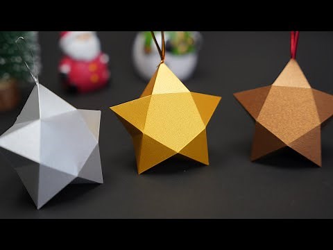 【無料型紙】クリスマスにぴったり！「星の小物入れ」の作り方！無料型紙で簡単！ サンタ 冬 12月 画用紙 工作ペーパークラフト paper craft 星型 立体