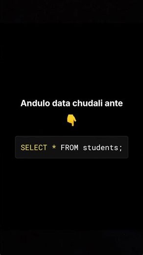SQL lo Select statement ante ento thelusa? #sql #coding