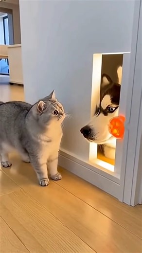 The Cat Pressed the Sensor... But a HUSKY Head Jumped Out!🤣🤣🐶😻