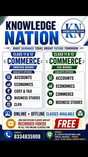 ADMISSION OPEN FOR CLASS 11 & 12(ISC &WBCHSE) CONTACT: 8334835908 | JOIN ASAP | #class12commerce