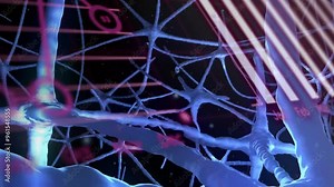 Neural network animation over financial charts and calendar data