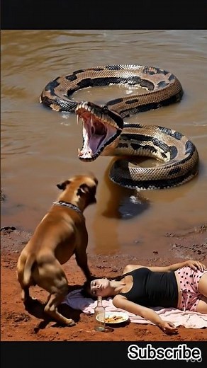 Brave Dog Saves Woman From Giant Python 😱😱 #lyrics #lyricvideo #viral #shorts
