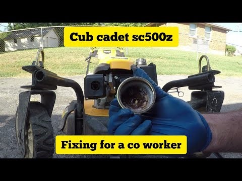 fixing a cub cadet sc500z for my coworker runs and stops