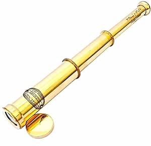 ® Royal Navy 12'' Golden Antique Look Telescope Full Brass Vintage Marine Telescope with Lens Cover Nautical Collectible Telescope Handheld Spyglass Brass Telescope