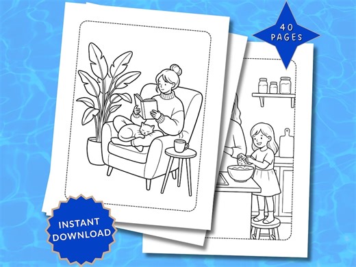 Love-themed Coloring Pages for Adults | 40 Cozy Family & Self Love Scenes | Relaxing Printable Pdf - Etsy
