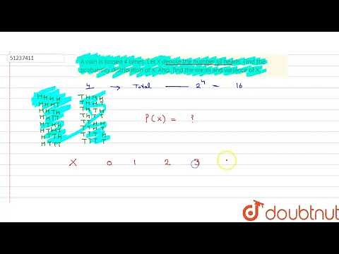 A coin is tossed 4 times. Let X denote the number of heads. Find the probability distribut