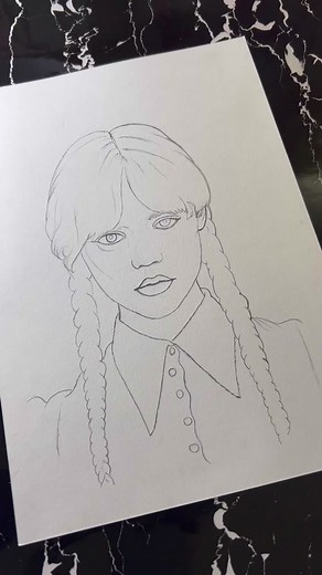 Drawing Wednesday Addams! #netflix | Drawing Wednesday Addams