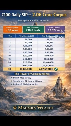 ₹100 Daily SIP → ₹2 Crore 😱 | Power of Compounding Explained #sip #wealth #finance #crore #money #me