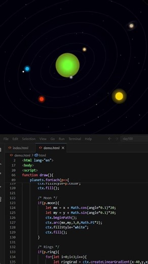 Planetary Motion System #coding #shorts #viralvideo