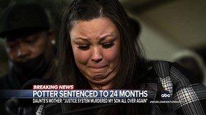 Former officer Kim Potter was sentenced to 16 months in prison and eight months of supervised release for the fatal shooting of Daunte Wright. Stephanie Ramos with the family's reaction as Daunte’s mom says the justice system “murdered my son all over again.” https://abcn.ws/3GVp9Vb | ABC World News Tonight with David Muir