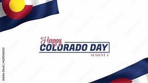 Happy Colorado day animation text. Colorado Flag Waving animation, great for Colorado Day celebration, Independence Day, New Year and more Colorado event. Stock Video