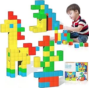 Magnetic Blocks, 1.43 inch Large Magnetic Building Blocks for Kids, Magnetic Cubes for Toddlers, STEM Preschool Educational Sensory Magnet Toys for Boys and Girls
