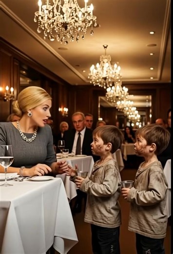 Two homeless twin boys approached a woman dining at a luxury restaurant. “Ma’am, could we please have your leftovers?” one asked softly. When she looked up, her fork slipped from her hand — they looked exactly like the sons she’d lost years ago..... The restaurant was loud with the familiar din of Friday night when the two boys stopped at her table. “Ma’am, could we have some of your leftover food?” She glanced up—and the world tilted on its axis. The moment she saw their faces, her heart forgot