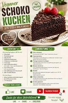 Einfacher veganer Schokokuchen 🍫 Saftig, lecker & 100% pflanzlich! (Ohne Eier & Milch)