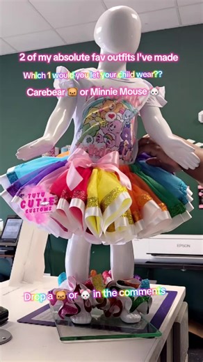 Which Tutu set is your favorite ?? Drop a 🐻 for Carebear Set or 🐭 For Minnie Mouse Set in the comments 🤔 Link in bio to purchase #fyp #milwaukeekidscustoms#mke414customs