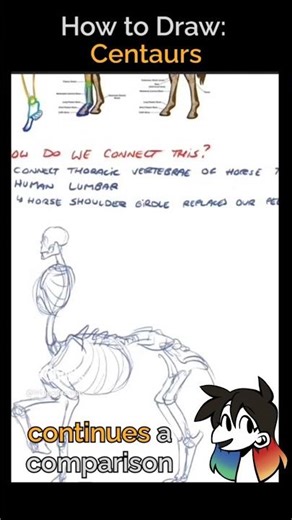 How to Draw a CENTAUR (from the skeleton)☠️ #anatomy #arttutorial