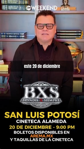 BXS Bryndis X Siempre llega a San Luis Potosí🤩 Una noche de música romántica y baile te esperan en la Cineteca Alameda este 20 de Diciembre🗓️ ‼️El grupo que le canta al amor estará con todos los éxitos que tú ya conoces, No Faltes‼️ 🌐 https://arema.mx/e/16135 🎟️Taquillas de la Cineteca Alameda | Weekend MX