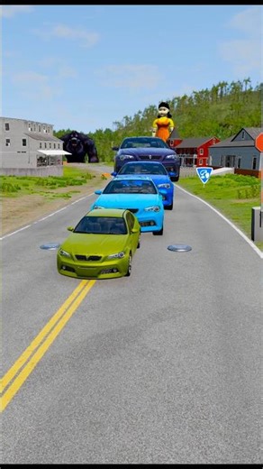 Small to Giant Cars Vs Barrier & Bollard #beamng #beamngdrive #shorts