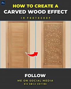 40K views · 406 reactions | 蝹How to create wood cutting carved effect in adobe photoshop #bigsmileediting | Big Smile Editing | Facebook