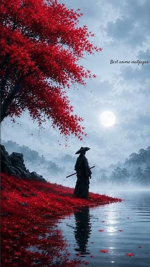 Best Anime Wallpaper 🌙❤️ | 4K Aesthetic Samurai Moon Wallpaper | Anime Shorts #shorts